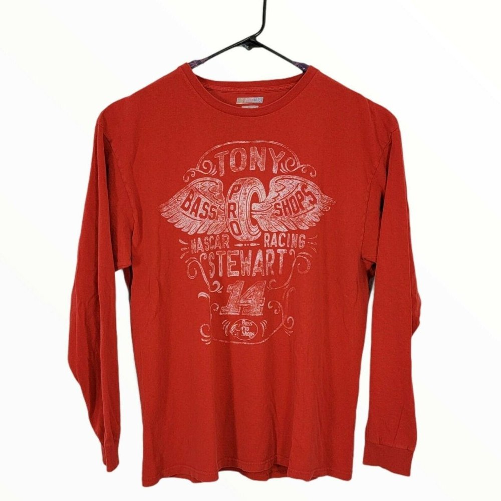 Nascar T-Shirt Mens XL Red Tony Stewart #14 Bass Pro Shops Racing Long Sleeve
